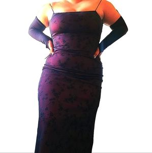 Vintage Gothic Red Mesh Dress